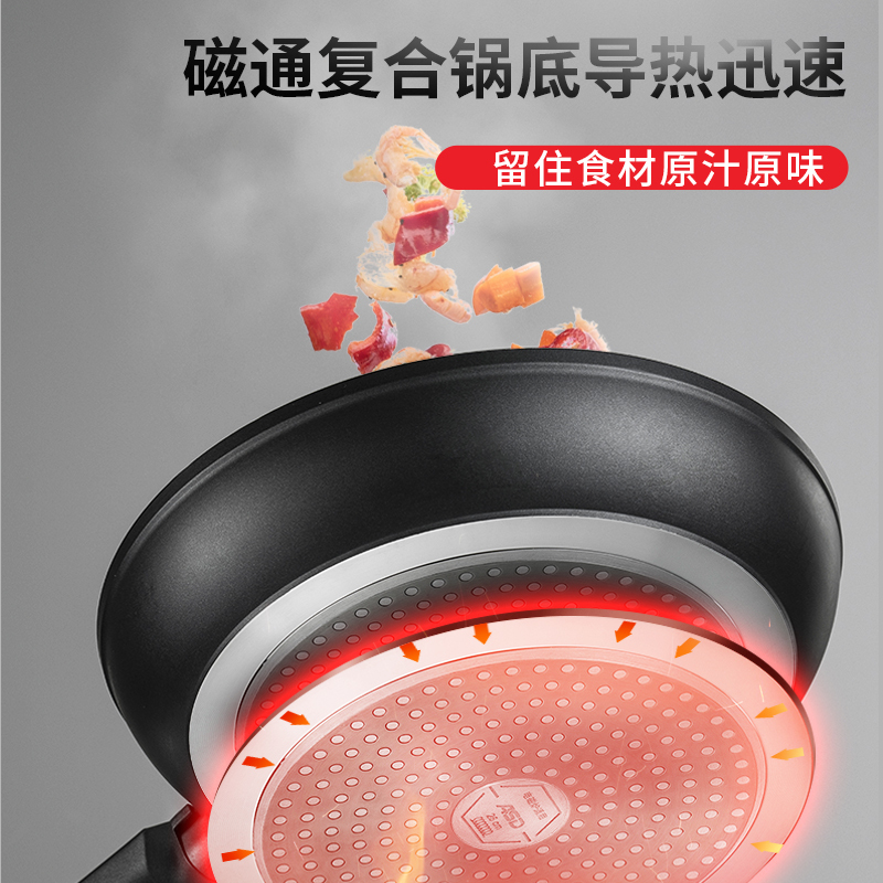 爱仕达(ASD) 平底锅煎锅 易洁不粘麦饭石色煎蛋煎饼牛排锅 燃气电磁通用 24CM JL24S1WG