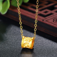 [2020新款]老庙黄金吊坠足金999六字箴言转运珠小蛮腰挂坠 3D硬金定价