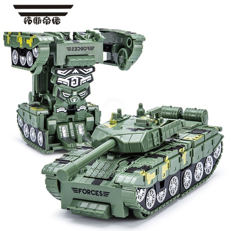 拓斯帝诺儿童变形坦克机器人一键自动男孩金刚玩具车宝宝惯性军事汽车