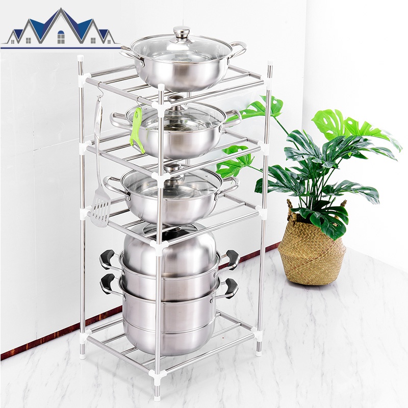 不锈钢置物架落地多层收纳架锅架2层微波炉架子厨房用品家用大全_786高清大图