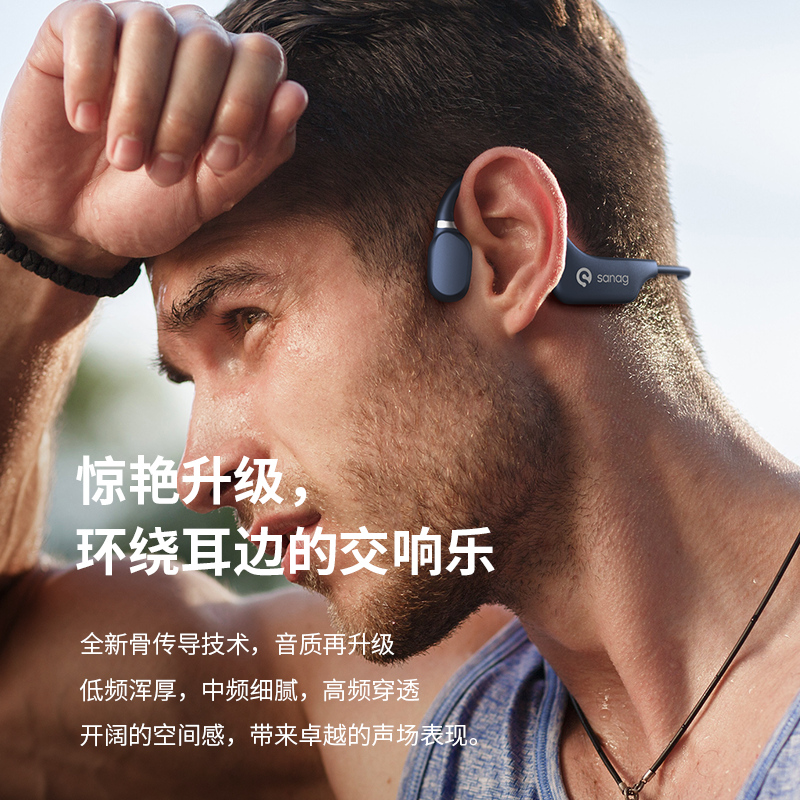 sanag塞那A5S骨传导蓝牙耳机不入耳真无线气传感运动型跑步挂耳式新高清大图
