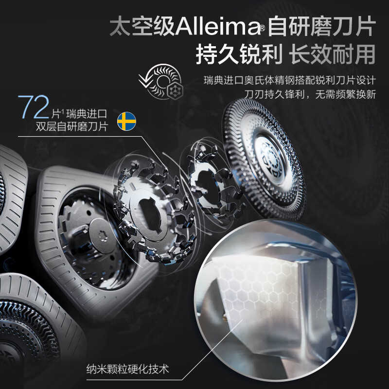 飞利浦(PHILIPS)电动剃须刀 胡须刀电动刮胡刀肌能感应科技AI智能发光剃须痘痘肌专属全身水洗S9936/55BBP高清大图