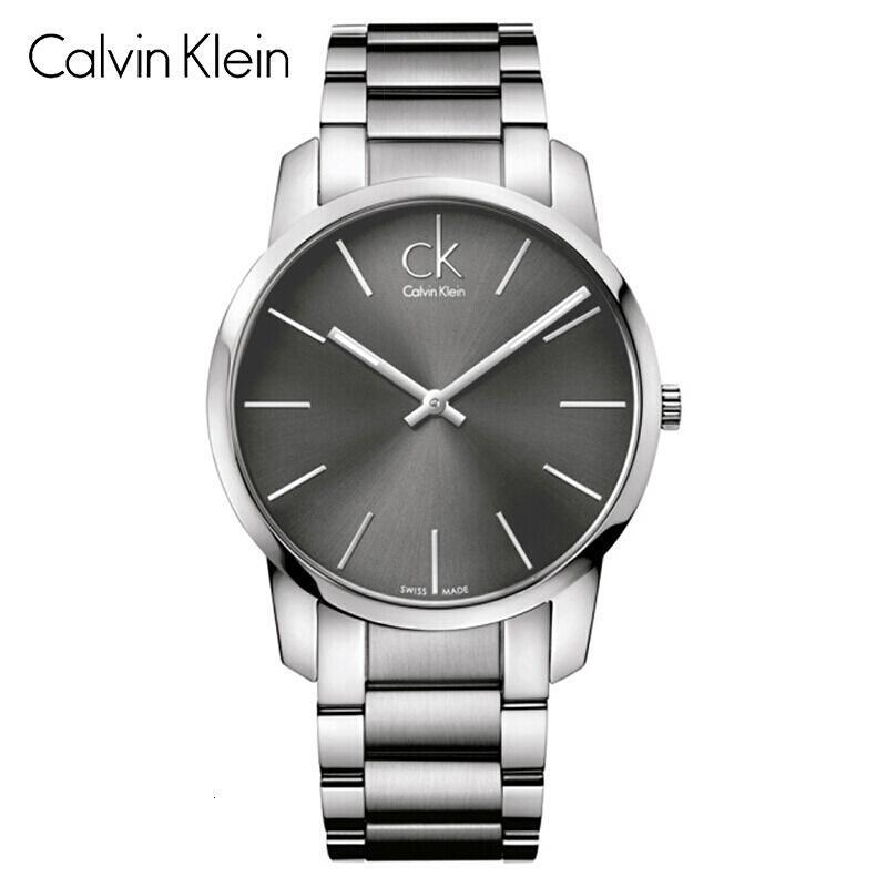 CK 卡尔文·克莱恩(Calvin Klein)手表CITY系列 情侣石英表 男表 夜光蓝盘钢带 K2G2114NB