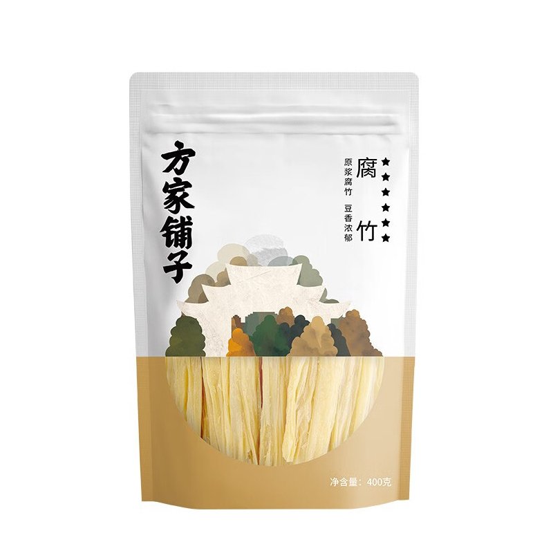 方家铺子 腐竹400g/袋装 豆制品原浆腐皮豆味浓干度足火锅食材