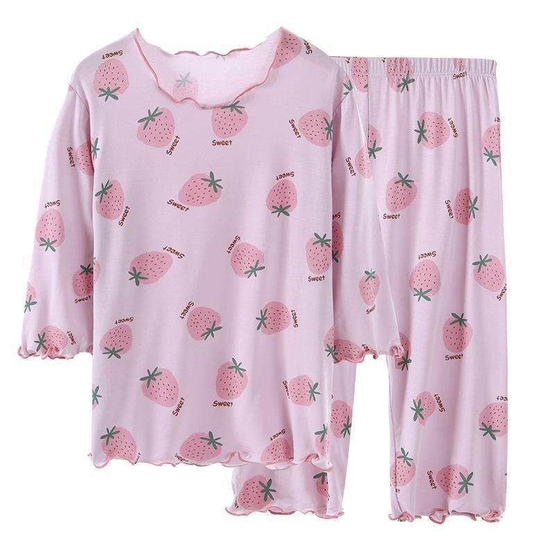 KIDS MAM&DAD儿童短袖家居服套装男童睡衣女生女孩睡衣睡裤夏天宝宝睡衣套装空调服