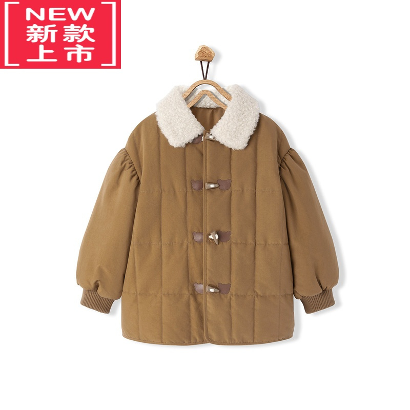 可莉允mini小鸟童装女童外套夹克儿童棉服棉袄秋冬装绒领暖上衣