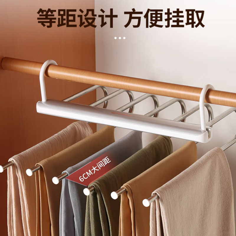 晟旎尚品 裤架多功能6层折叠收纳裤夹裤子衣架衣柜裤子架挂晾衣架白灰色高清大图
