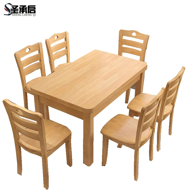 圣承启长方形餐桌六椅1.45m张高清大图