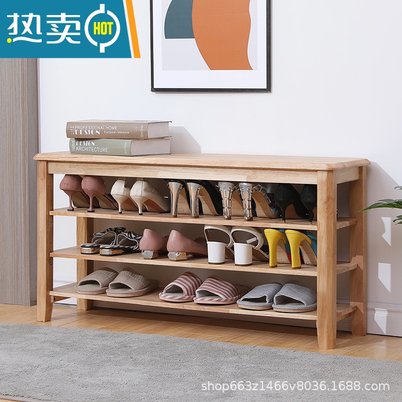 敬平全实木换鞋凳简约经济型玄关鞋架家用门口可坐式轻奢欧式收纳鞋柜高清大图