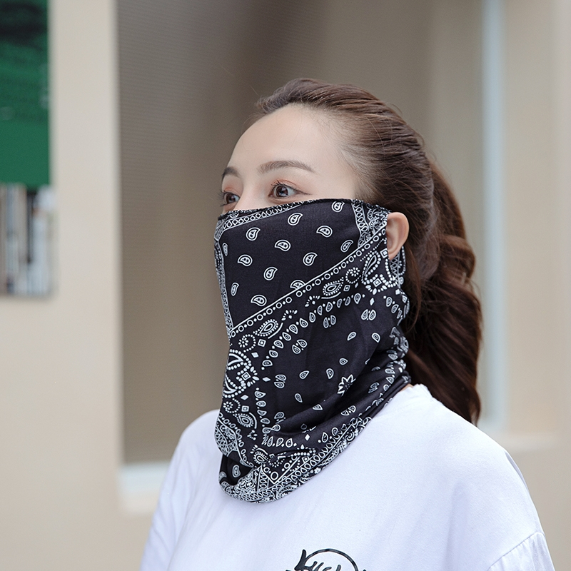 闪电客防晒面纱冰丝围脖套面罩遮脸女挂耳面巾脖子一体网红骑行夏天脸