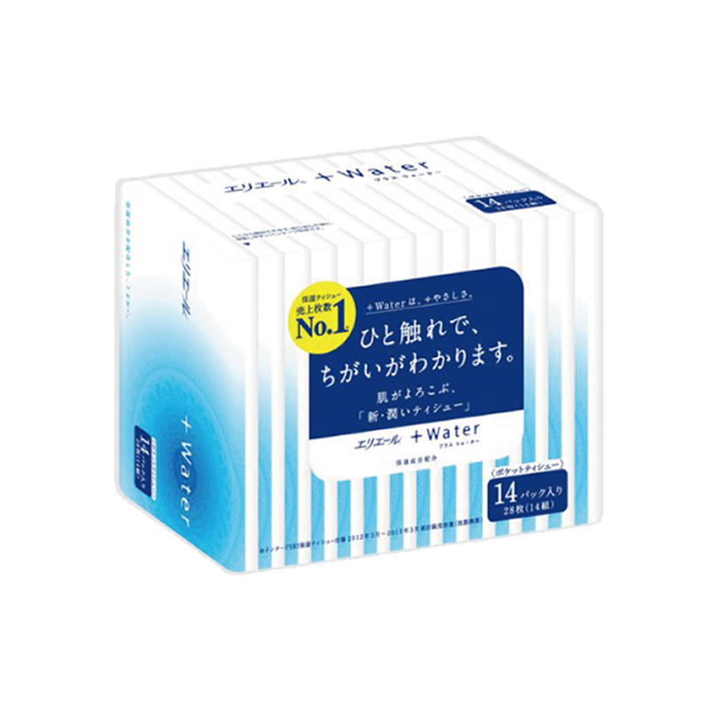 [日本进口]GOO.N大王感冒擦不伤鼻子保湿超柔软抽纸单含水纸巾小规格(短幅)口袋装 14包*28抽 二层 卫生纸