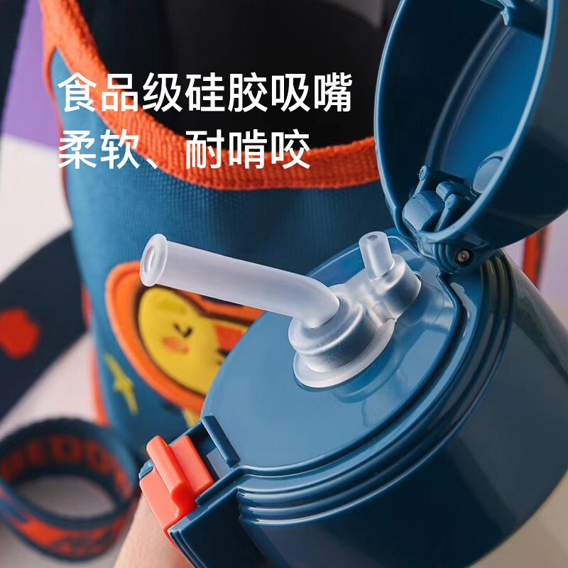 3D浮雕狮子款杯具熊BEDDYBEAR儿童保温杯带吸管儿童水杯316不锈钢宝宝儿童保温壶600ml
