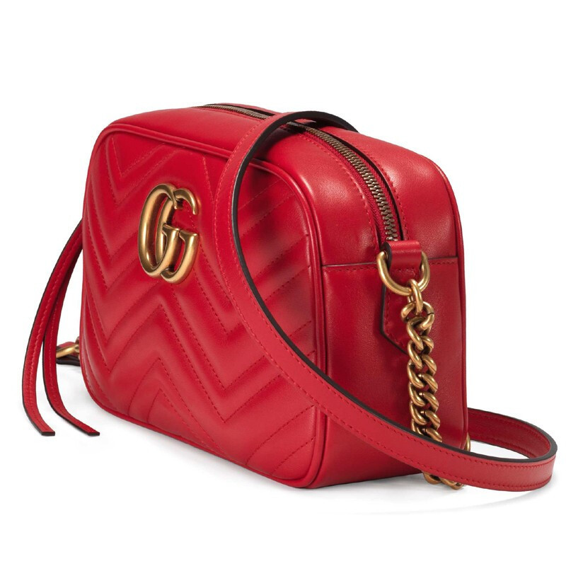 海外直邮gucci古驰女包ggmarmont系列红色小号单肩斜挎包447632dtd1t