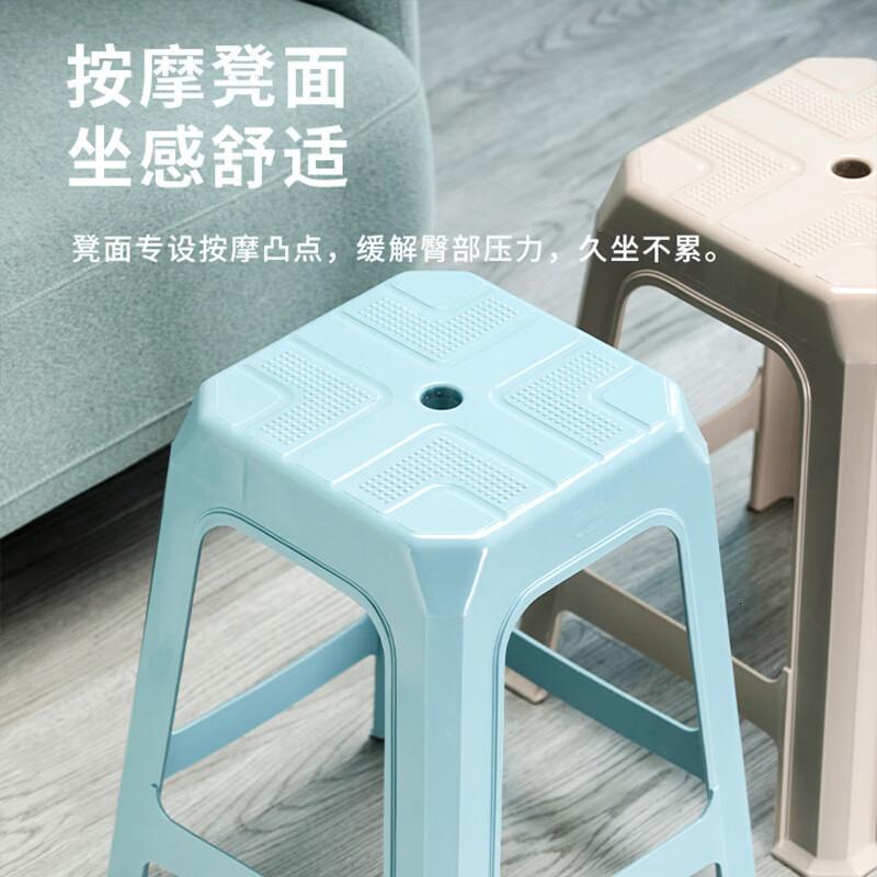 茶花(CHAHUA)塑料凳子家用加厚防滑耐磨餐椅休闲板凳方凳大号换鞋凳子4只 咖色高清大图