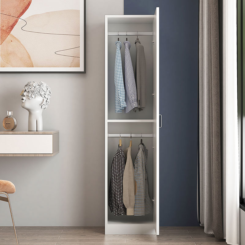 臻远ZY-MZYG-7简约木质衣柜卧室单开门衣柜夹缝储物柜 暖白色C款单门高清大图