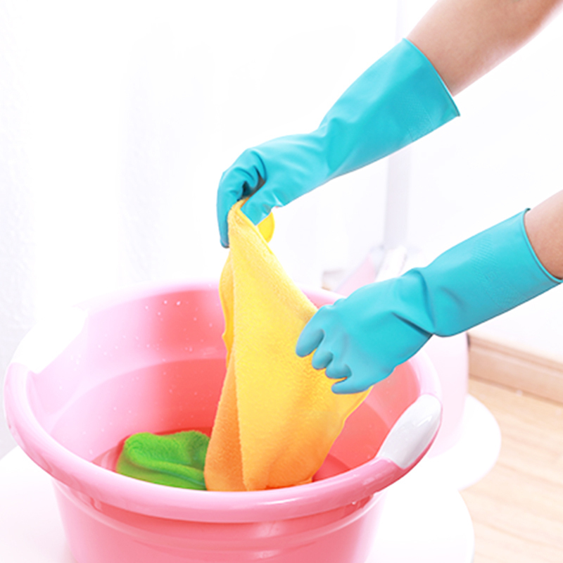 妙洁洗碗家务手套防水乳胶柔韧厨房耐用洗衣橡胶手套2双大号