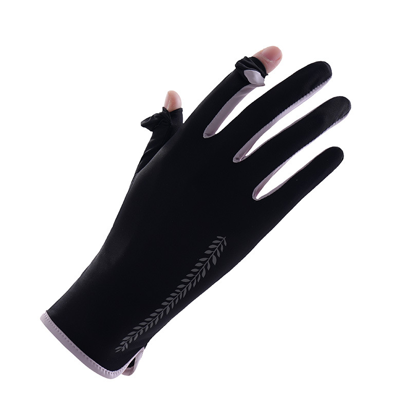 骑行手套女夏防晒手套防紫外线翻盖触屏薄款户外开车防滑冰丝遮阳高清大图