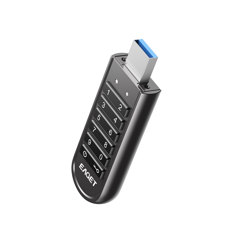 忆捷(Eaget)按键加密U盘KU20 USB3.1Gen1接口SM4加密保护数据读速180MB/S高速安全办公128G