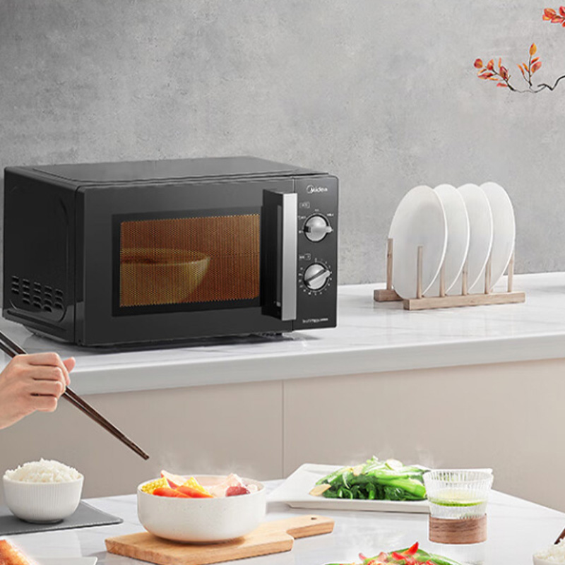 美的微波炉20L黑色PM20A1小型家用光波加热钻石背板高清大图