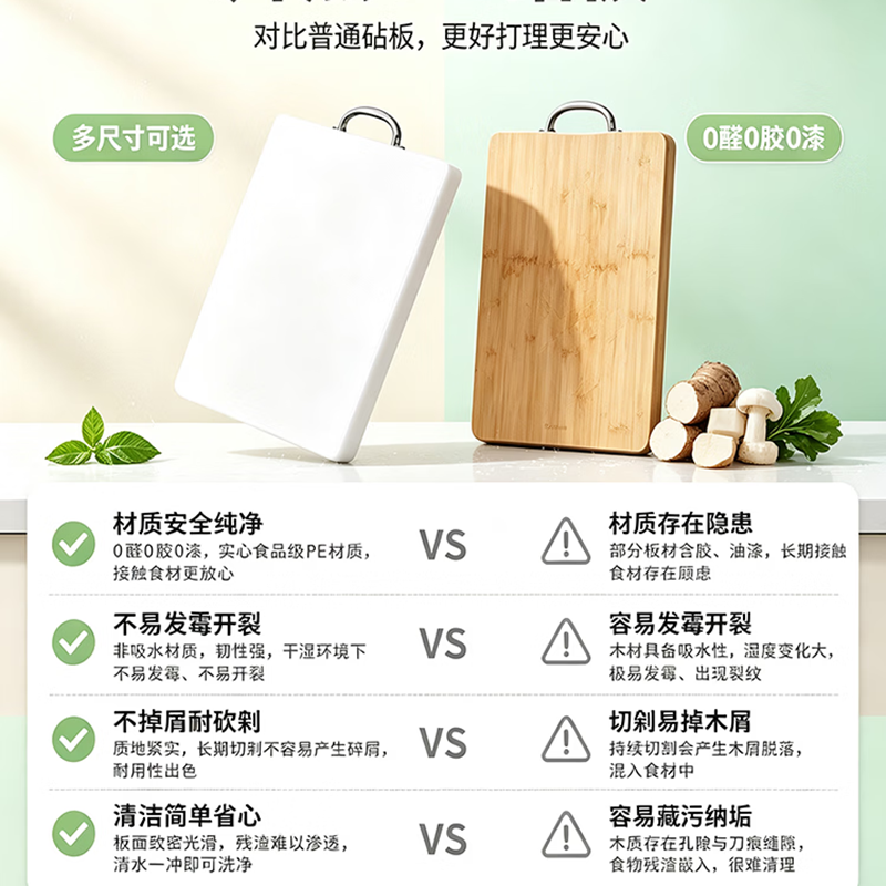 拜杰 菜板 食品级PE塑料砧板 大号50*35*1.5CM高清大图