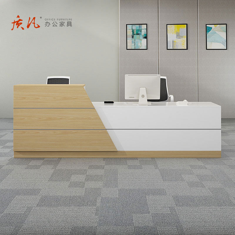 苏宁 质凡 木质简约办公拼色前台接待服务台 3600x600x750/1050mm