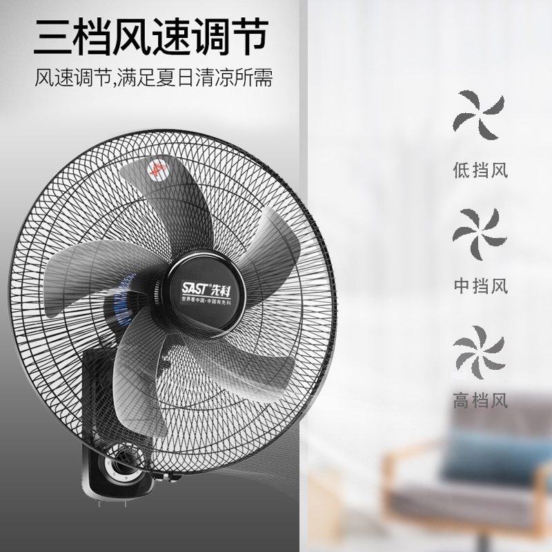 先科(SAST)风扇/壁扇/18英寸五叶/壁扇/电风扇/餐厅宿舍商用大风量风扇FB-309高清大图