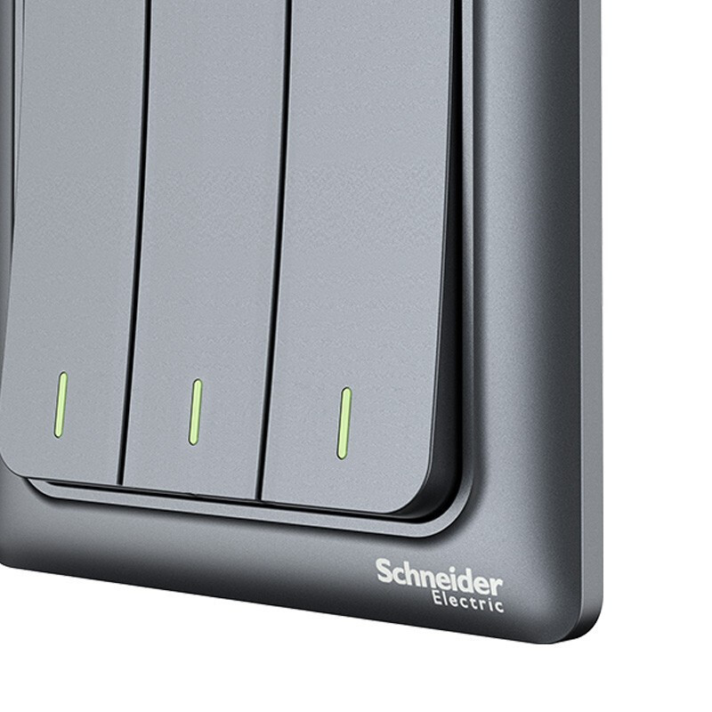 施耐德电气开关插座睿意夜空灰开关插座86型面板家用墙壁式五孔一开