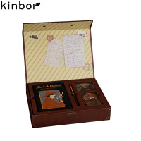 kinbor文具套装DT56000学生礼盒(A6书衣手帐内芯/钢笔/胸针/火漆蜡贴纸*3/墨囊*3/复古信封)福尔摩斯