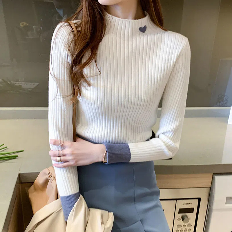 打底衫毛衣女2021秋冬新款韩版修身半高领针织长袖上衣莎丞