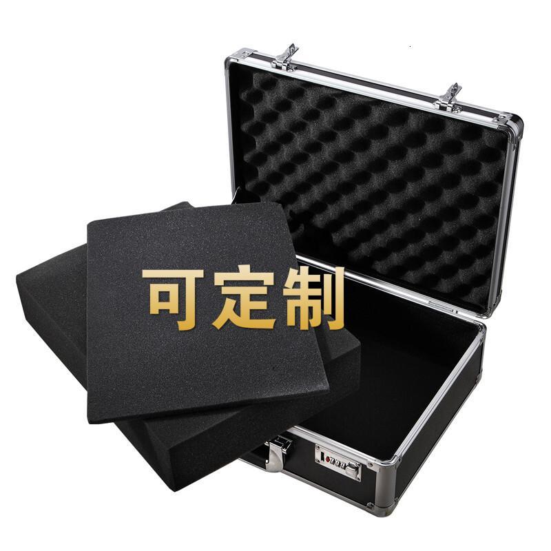 手提式密码箱铝合金箱子装文件五金收纳盒小型家用木工工具箱大号日用创意家居S小号-银色(带钥匙锁款)33*24*12厘米日