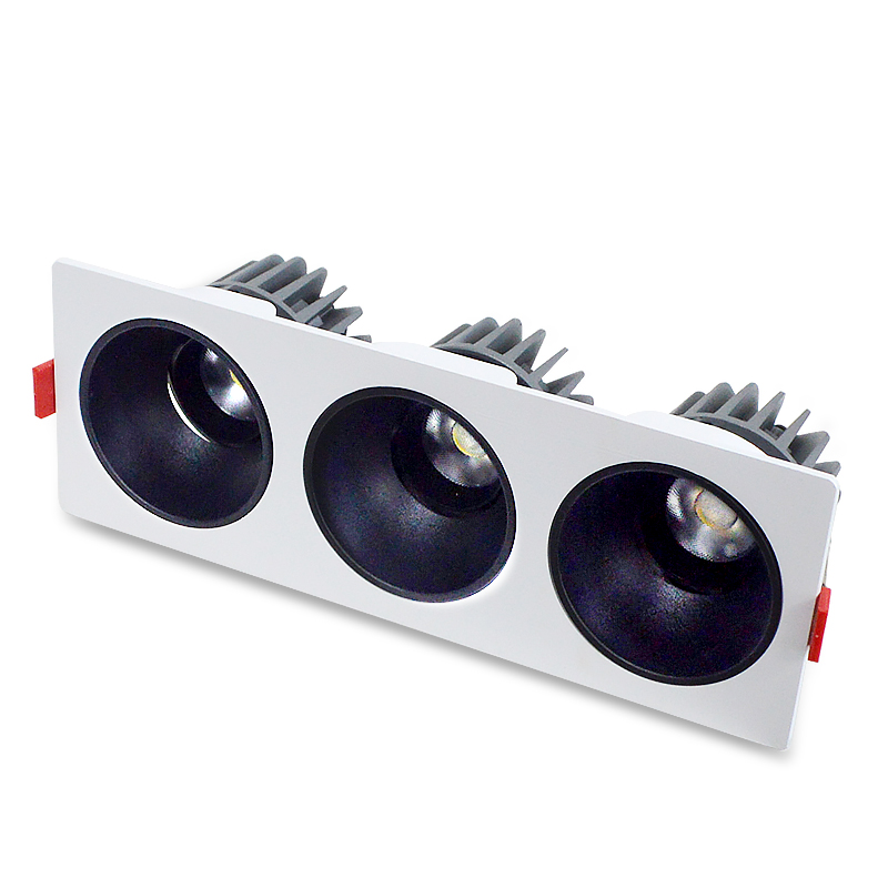 LED射灯 防眩光 嵌入式 白架+黑杯-三头15W*3白光