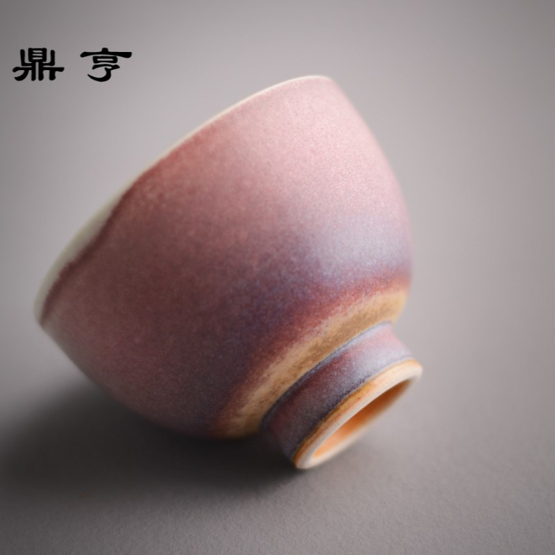 鼎亨素红杯子品茶杯高温窑变亚光肌理景德镇中式复古简约陶瓷窑变