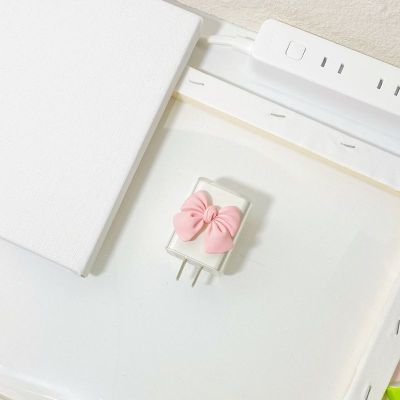 单个充电头保护套-白色粉蝴蝶结 荣耀X10/nova4/3 华为荣耀X10/P40数据线保护套nova4/4e/3/充电