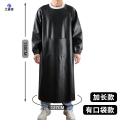 大唐御倒穿衣围裙防水防油皮质全身男士干活罩衣工作服围腰 黑色皮革反穿衣-加大加肥【1.3米】