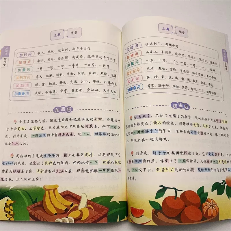 [4本]五感法素材积累+方法技巧+加词法+扩句法 小学通用 [正版]扩句法写作文加词法小学生五感法素材积累大全二年级三四高清大图