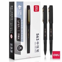 得力(deli) 大容量中性笔 S63 0.7mm子弹头 黑 12支/盒 单盒装