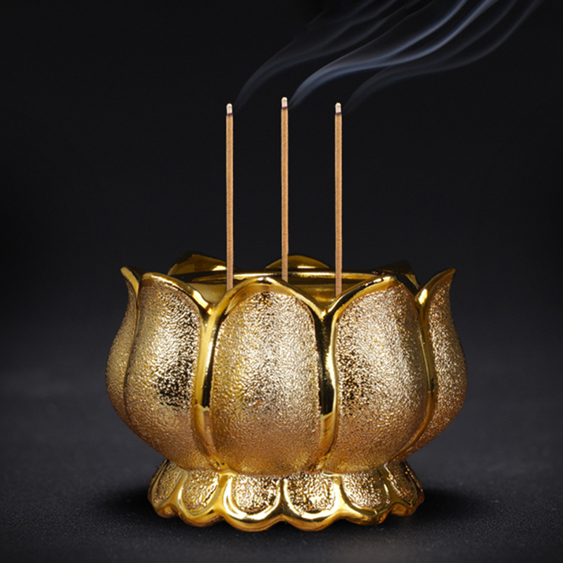 苏宁放心购莲花香炉供佛家用陶瓷室内小烧香炉佛教佛具用品居室供奉仙