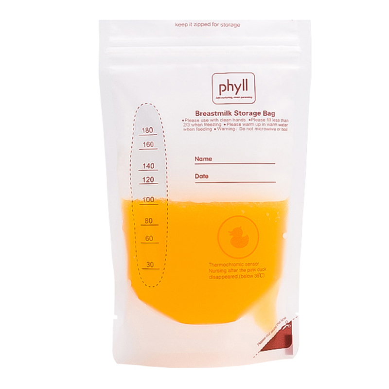 Phyll/必尔韩国进口 感温储奶袋母乳保鲜袋乳汁存储奶180ml(30片)