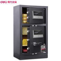 得力(deli)3657A电子密码保管箱 银灰 高80cm 双开门 办公家用防盗小型隐形保管柜 入墙床头柜保险保管箱柜