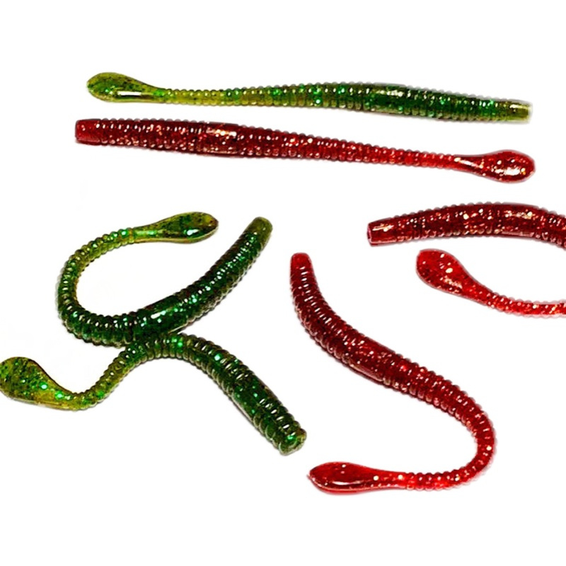 《10条装》红—沉水款 路亚软饵面条虫缓沉加盐加腥软虫蚯蚓无铅钓组