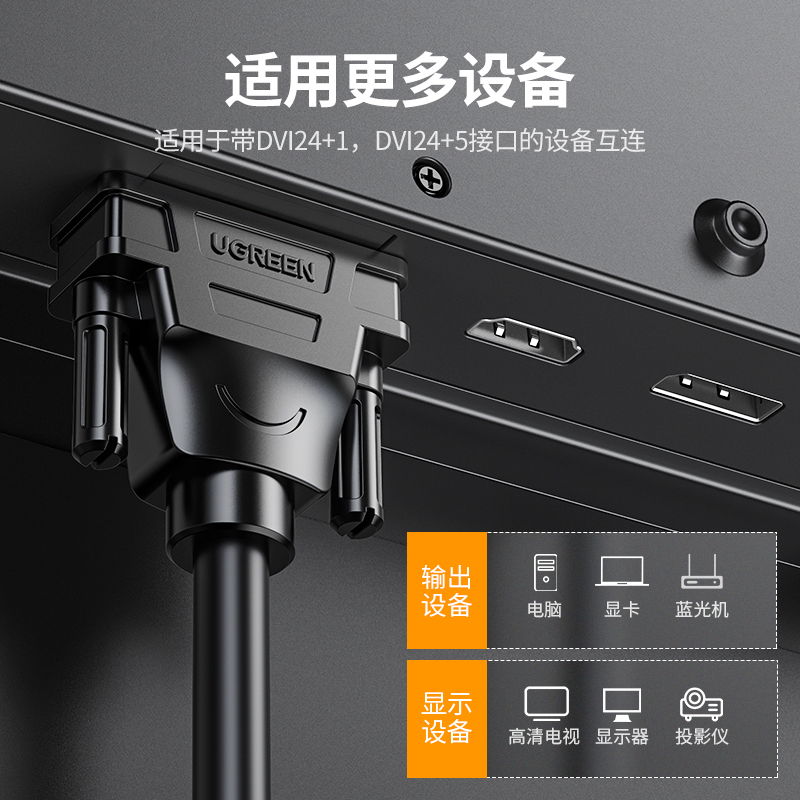 绿联DVI连接线 DVI24+1转换线 DVI-D公对公双通道数字高清线 电脑显示器视频线 3米11607高清大图