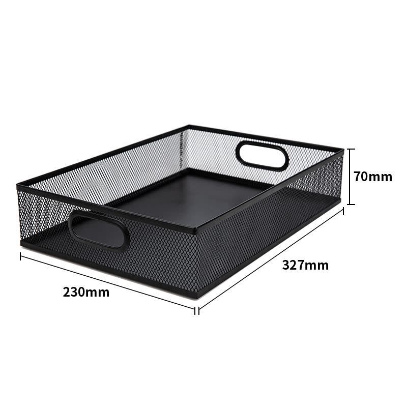 得力(deli) 79080黑色金属商务方形文件框镂空网材文件桌面收纳文件架资料架文件篮图片