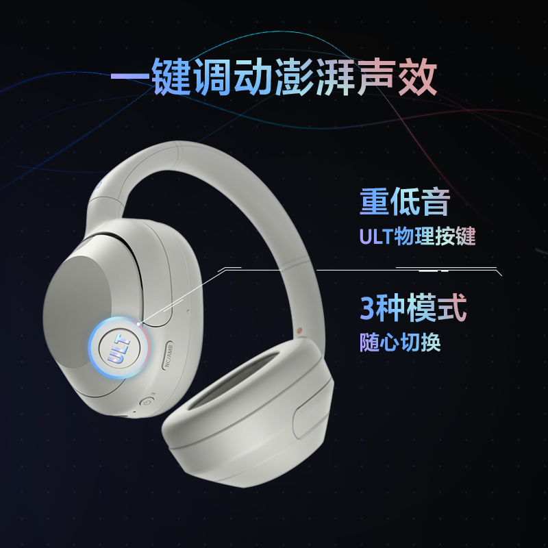Sony/索尼 ULT WEAR头戴式蓝牙降噪耳机 WH-ULT900N 重低音耳麦 米白色
