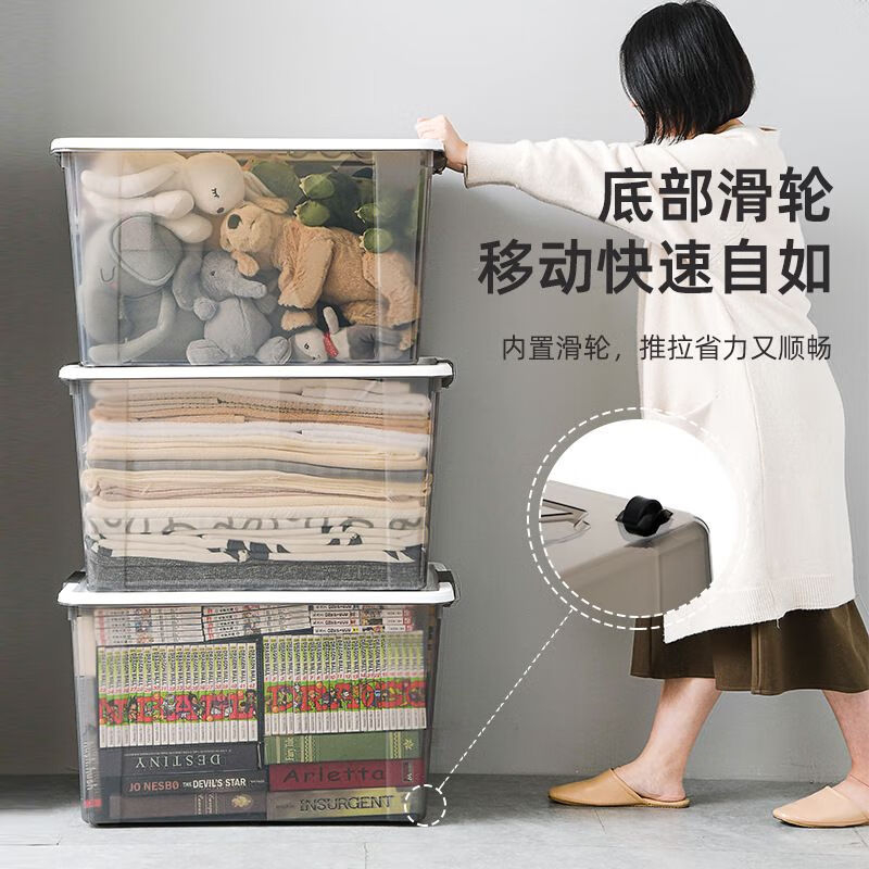 禧天龙(Citylong) X-6321围典收纳箱3个装(透明白)塑料整理箱饰品储物箱衣服收纳盒玩具储物盒43L高清大图