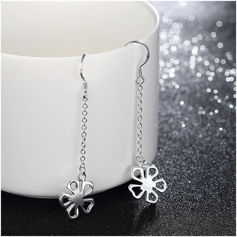 E089Women silver plated earring镀925纯银长款时尚个性耳环饰品