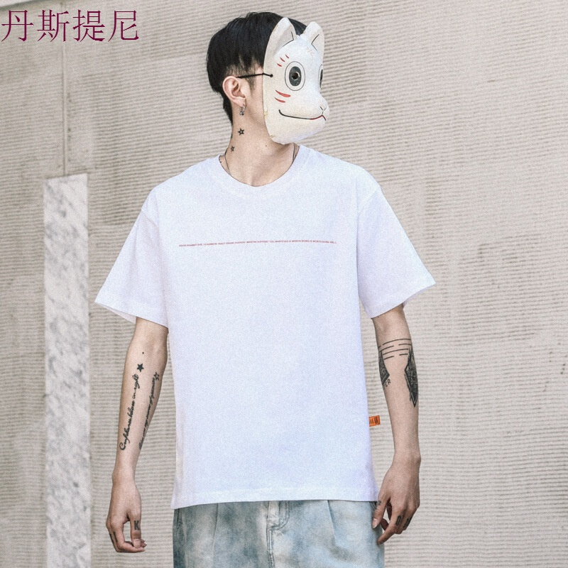 东京衣柜男装韩版学生百搭潮流宽松短袖T恤字母印花潮流休闲体恤
