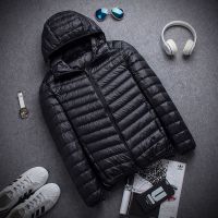 2018新秋冬轻薄羽绒服男立领连帽大码超薄轻便中青年修身短款外套