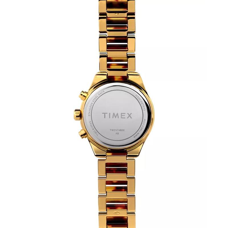 Timex 女士石英真皮金框镶钻防水mm多功能时尚商务手表