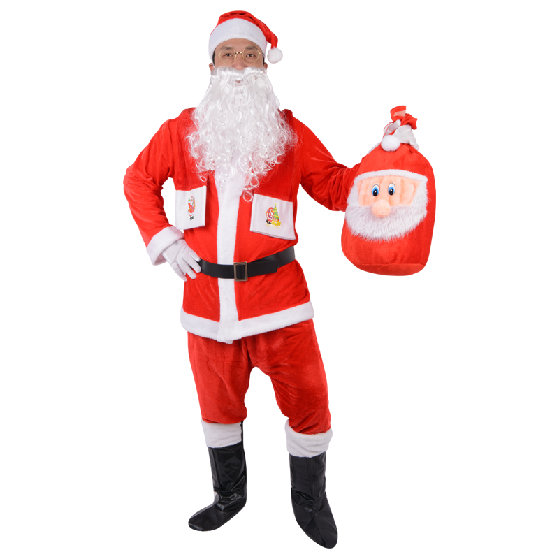 金丝绒圣诞老人服装圣诞节老爷爷衣服套装服饰圣诞老公公装扮服男