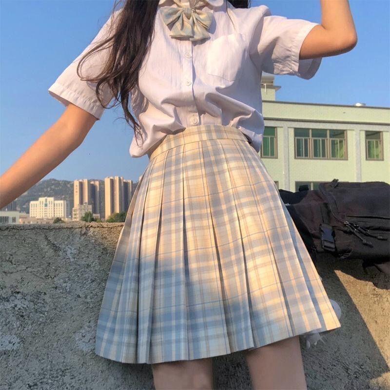 两件套2020夏季新款jk制服樱花布丁日系百褶裙套装女威珺